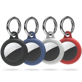 NEKOSUKI Anhänger Schutzhülle Hülle für AirTags, 4 Stück Soft Silikon Case mit Schlüsselanhänger für Air Tag, Kratzfest Waschbar Schweißfest Shock Absorption Tracker-Schutzabdeckung für Apple AirTags