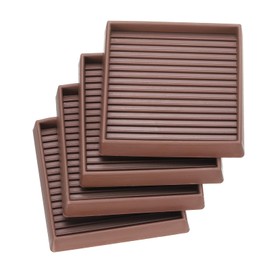 sourcing map Furniture Pads, 4Pcs 3'' x 3'' - Square Rubber Chair Leg Floor Protectors, Non-slip Caster Cup with Anti-slip Strips for Hardwood Floors (Brown)
