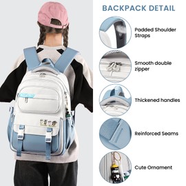 IvyH School Backpack Girls Backpack Teenager Casual Daypack 15.6 Inch Laptop Backpack for Boys Girls 3-9th Grade Primary Schools High Schools University, blue, Rucksack Backpacks