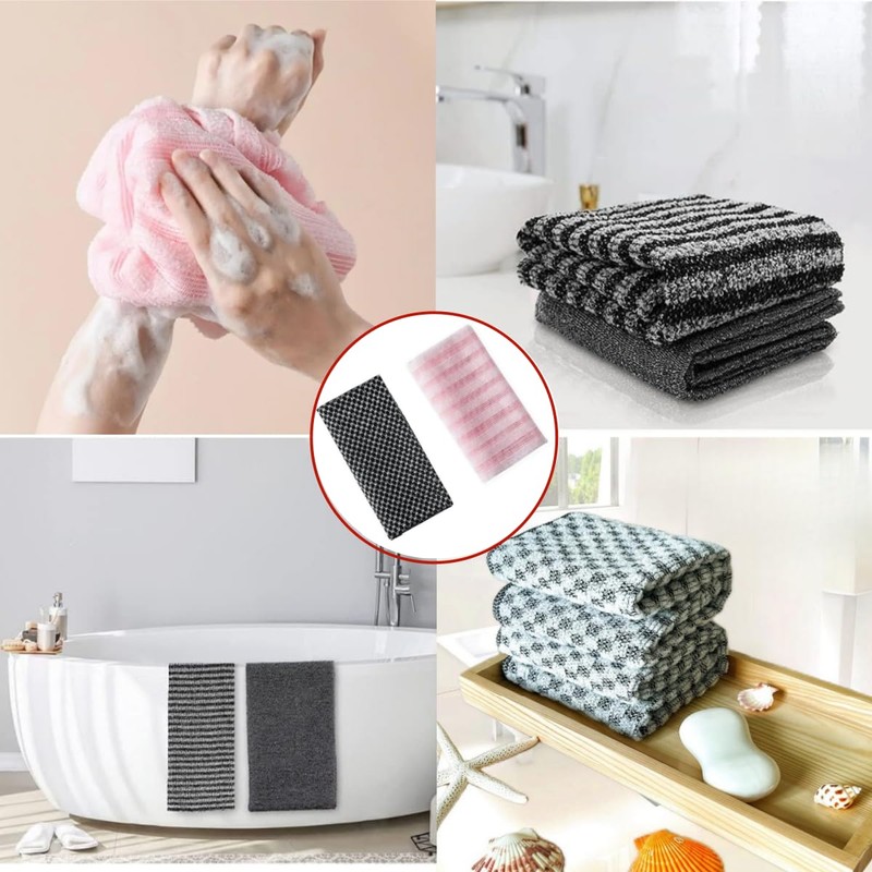 2 Pack Back Scrubber for Shower Bath,Scrub Wash Cloth,Exfoliating Washcloth