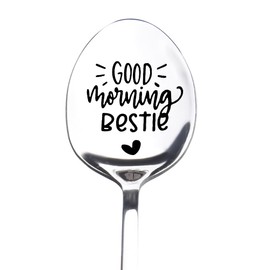 Bestie Best Friend Birthday Gifts for Women Friend Good Morning Bestie Spoon Gifts for Best Friend Christmas Bday Gifts for Best Friend Appreciation Friendship Gifts for Friends Coffee Tea Lovers