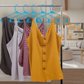 Royale Linens Plastic Hangers 20 Pack - Blue Clothes Hanger with Hooks – Heavy Duty Space Saving Coat Hangers Ideal for Everyday Use for Tops, Skirt, Dress, Shirts, Pants