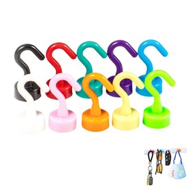 WUSJCOF Pack of 10 Mini Magnets Strong with Hooks, Cute Neodymium Magnetic Hooks for Office, Classroom, Cruise Ship, Kitchen and Fridge