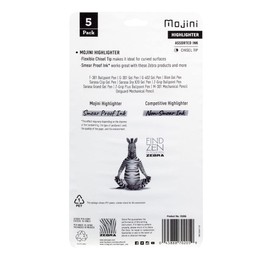 Zebra Pen Mojini Highlighter Set, Soft Chisel Tip, Assorted Colors, 5-Pack (70205)