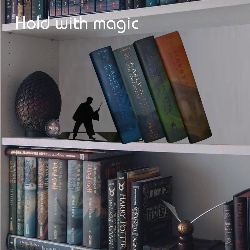 Neisouf Black Metal Bookend Cute Unique Heavy Duty Bookends for