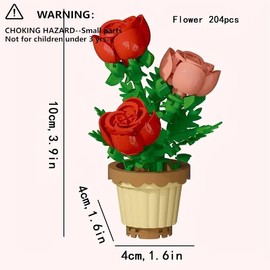 Flower Building Blocks, 1 Set Mini Potted Plant Model Building Blocks, Desktop Ornament, Home Decoration, Educational Fun Toys, Birthday Gift:_Multicolor_Lily potted plant 260pcs