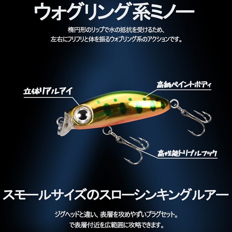 釣り VMSIXVM メバル アジ プラグ ルアー 渓流 小型のシンキングミノー 5色10色セット リップ付