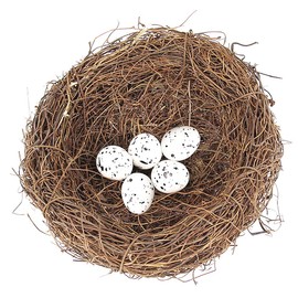 SagaSave Rattan Bird Nest Artificial Bird Nest with Eggs Decorative for Christmas, Easter, Party Decoration
