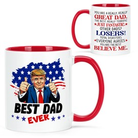 Cabtnca Dad Gifts, Fathers Day Christmas Birthday Gifts for Dad, Trump Best Dad Ever Mug, 11 Oz