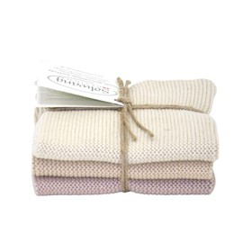 Solwang Cleaning Cloths Set of 3 Knitted Cotton Wipes (Sand Combo)