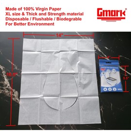 Gmark Portable Paper Toilet Seat Covers Travel Packs (100 PCS) XL size Thick Strength Strong 100% Virgin Paper Disposable Flushable Biodegradable Camping Airplane Travel Potty Training GM2002A