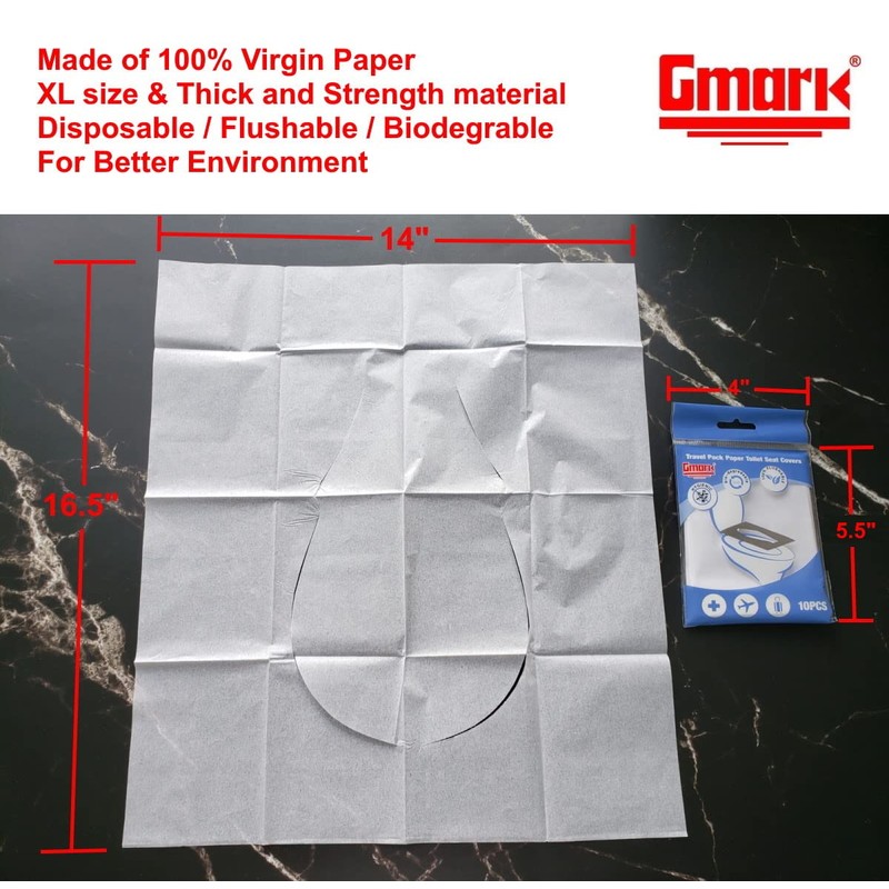 Gmark Portable Paper Toilet Seat Covers Travel Packs (100 PCS)