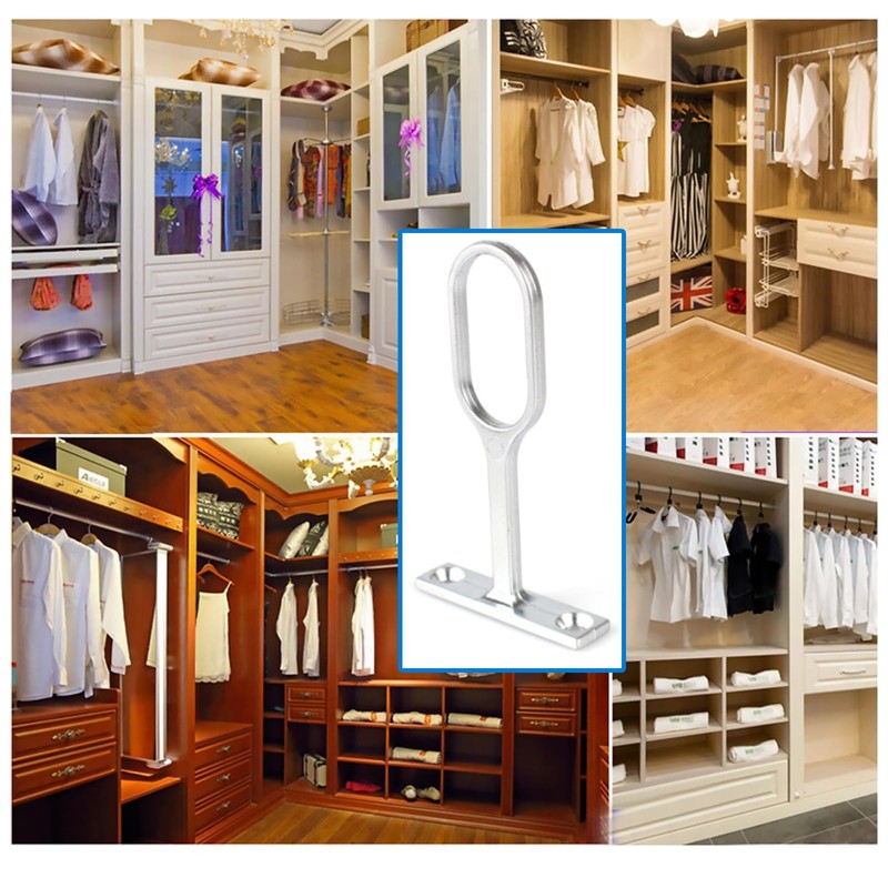 KOOLEVER Wardrobe Rails and Fittings, 4Pcs Oval Wardrobe Rail Bracket,