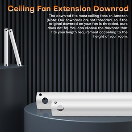 16 inch Ceiling Fan Downrod with Extension Cord,1.33 FT Downrod for Ceiling Fan,1 inch Outside Diameter,Ceiling Boom Suitable for a Wide Range of Fans (White,Not Threaded)