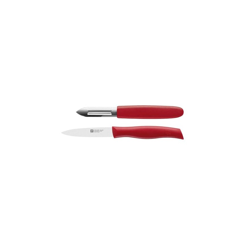 Zwilling Knife Twin Grip with Peeler, Stainless Steel, Silver/Red, 48