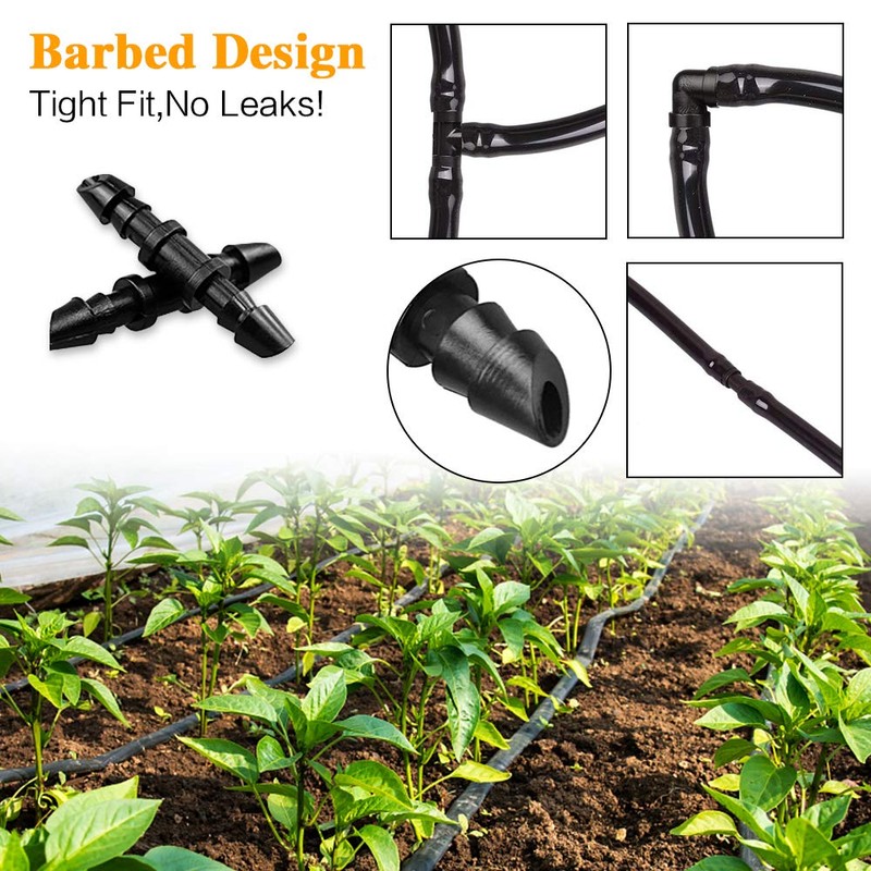 iMopo 70 Pack Drip Irrigation Universal 1/4" Barbed Coupling Fitting,