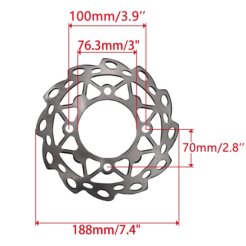 WOOSTAR 188mm Disc Brake Plate 4-Bolt Mounting Replacement for 110cc