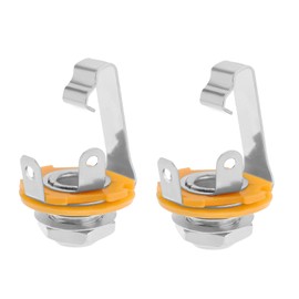 SING F LTD 2Pcs Guitar Input Jack 6.5mm Jack Mono Panel Mount Receptacle 1/4 Inch Female Guitar Input Jack for Guitar Bass Speakers M9x0.75 Silver