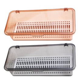 Cabilock Flatware Tray Plastic Utensil Drying Rack with Lid Chopsticks Spoon Fork Knife Drainer Basket Flatware Storage Drainer for Kitchen Countertop 2pcs