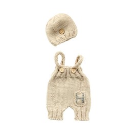 CUTEBBPHOTO Newborn Baby Photo Outfits Boy Infant Photography Crochet Props Knit Costume Set Hat Pants (Beige)