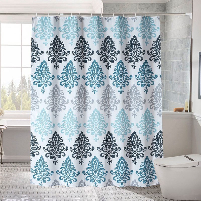 Polyester Striped Painting Shower Bath Curtain Waterproof Bathroom Curtain (S)