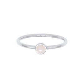 Elli Women's Basic Minimal Stacking Ring with Rose Quartz in 925 Sterling Silver Gold-Plated, Quartz