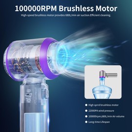 XIBGH Handheld Vacuum Cordless, Car Vacuum Portable Cordless 22000PA High Power 4-in-1 Air Blower Gun Air Duster & Air Blower with Brushless Motor 3-Speed Adjustable for Home, Pet, Office