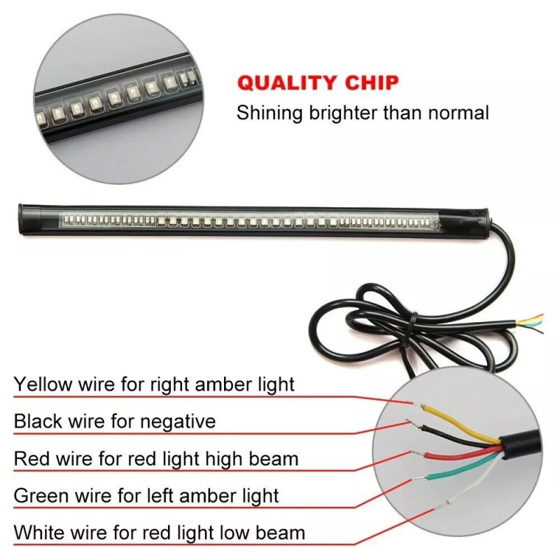 SHENKENUO Flexible 48 LED Strip Motorcycle ATV UTV Tail Turn