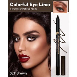 Brown Eyeliner Pencil Gel, Sharpenable Matte Eye Liner Pen Waterproof Smudge proof, Gel Cream Smooth Waterline Eyeliner Long Lasting, Eyeliner Makeup with Sharpener, High Pigmented Dineador De Ojos-02