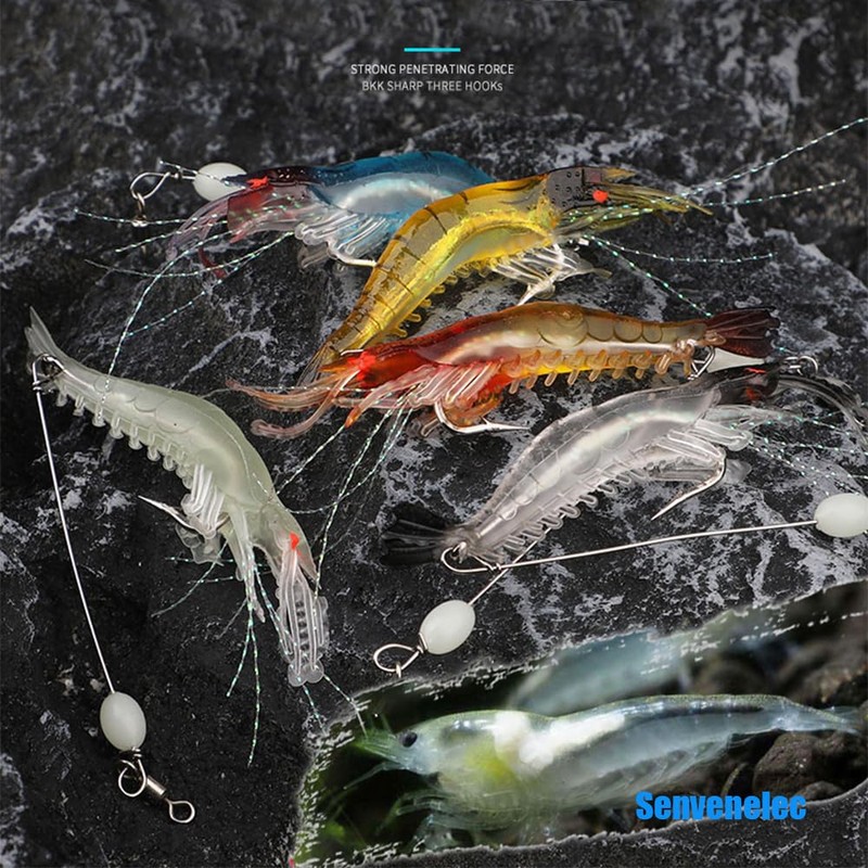 Senvenelec 5pcs Artificial Shrimp Bionic Shrimp Lures Soft Fishing Lures
