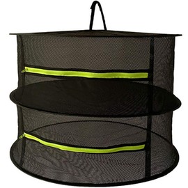 gexu Herb Drying Net with Zip 2 Layers Hanging Foldable 61 cm x 61 cm x 38 cm Black Herb Drying Net Plant Dryer for Drying Vegetables, Meat, Herbs, Fish etc.