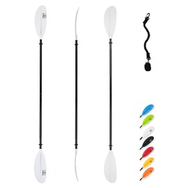 OCEANBROAD Kayak Paddle 90.5in/230cm Alloy Shaft Kayaking Boating Canoeing Oar with Paddle Leash 1 Paddle, White