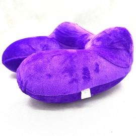 AORON Inflatable Neck Pillow Travel Pillow Inflatable Made of Soft Velvet and Washable Cushion Cover Neck Pillow Compact Ideal for Travel by Car, Aeroplane (Purple)