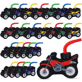 Tanlade Dirt Bike Birthday Party Favor Supplies Dirt Bike Cups with Straws,Plastic Motorcycle Cup for Kids Reusable Race Car Party Motorcycle Birthday Party Favor Baby Shower Party Supplies(24 Sets)