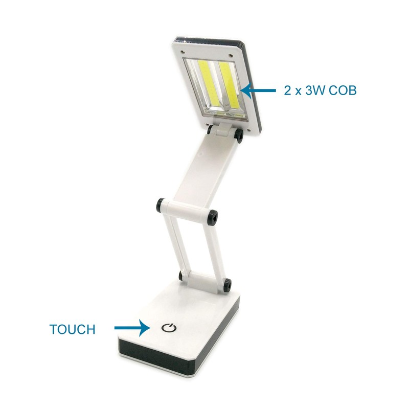 Mobile COB LED Desk Lamp Foldable 3 Brightness Levels Ideal