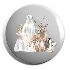 Hippowarehouse Winter animals Badge Pin 25mm