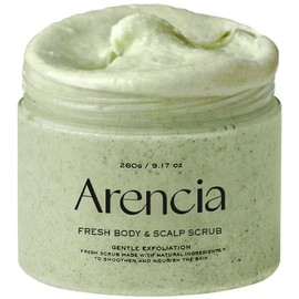 Arencia Fresh Cloud Sea Salt Body & Scalp Scrub (Green) - Exfoliant, Bump Eraser For Silky Smooth Skin - Anti-Cellulite to Tone Skin Texture, Helps Acne and Ingrown Hair