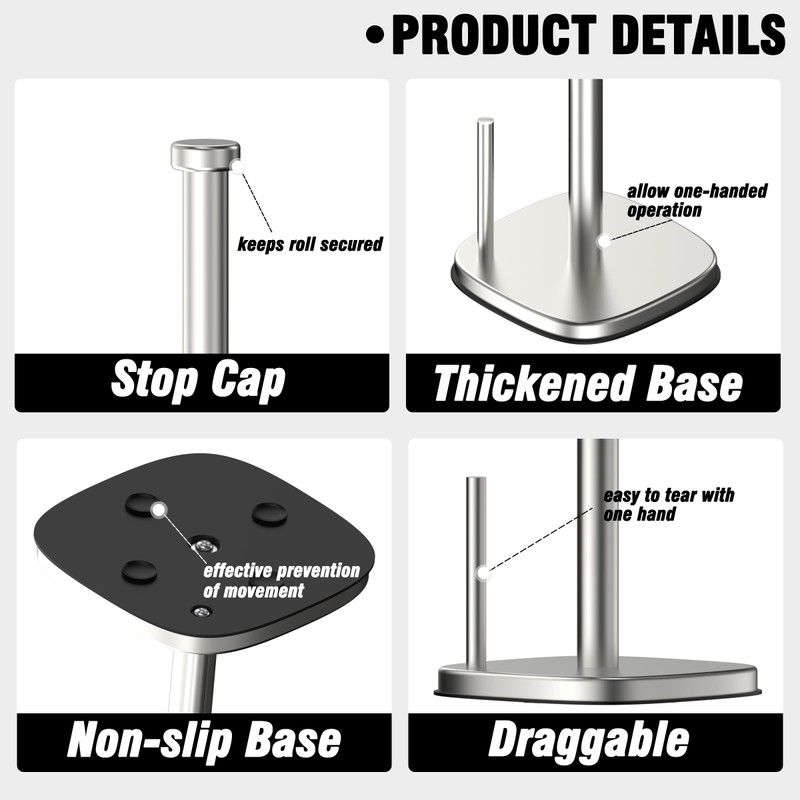 MIROAMZ Paper Towel Holder Countertop, Standing Paper Towel Roll Holder