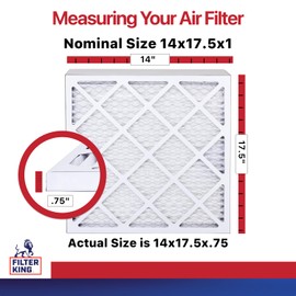 Filter King 14x17.5x1 Air Filter | 6-PACK | MERV 11 HVAC Pleated A/C Furnace Filters | MADE IN USA | Actual Size: 14 x 17.5 x .75"