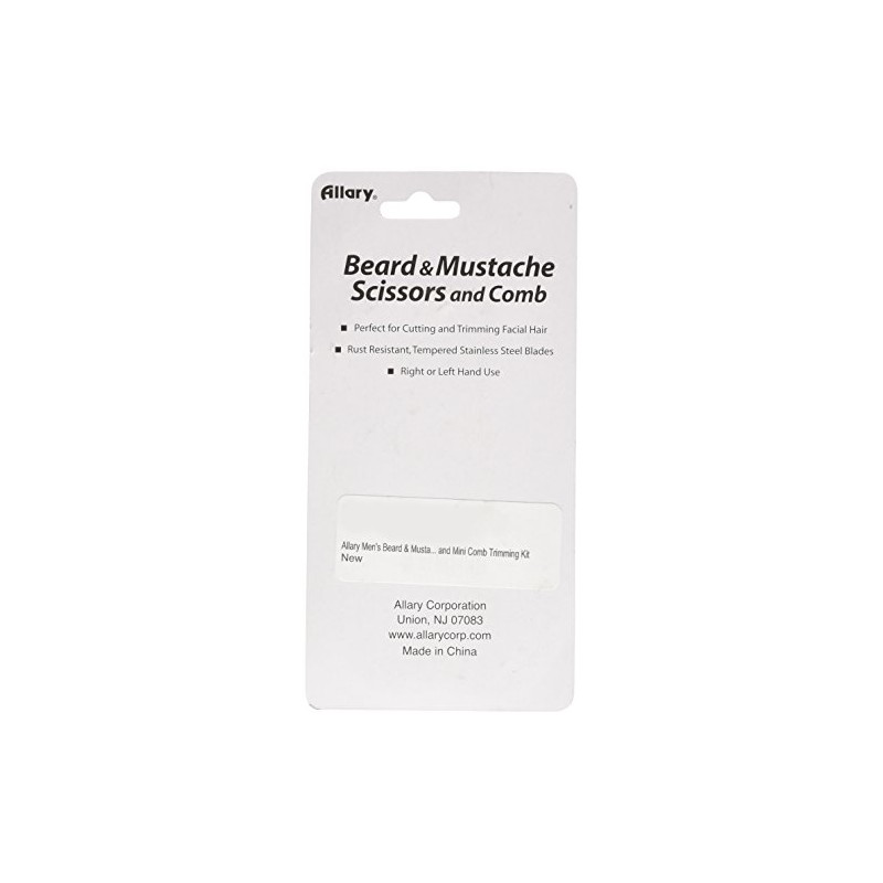Allary Men's Beard & Mustache Scissors & Mini Comb Trimming