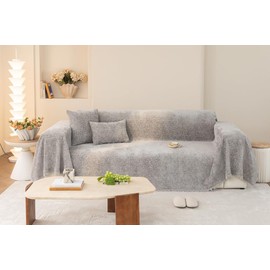 AMWAN Elegant Grey Sofa Cover Nordic Style Chenille Couch Cover for Sectional,L-Shape,Loveseat,Durable Sofa Slipcover Dogs,Cats,Kids,Machine Washable Furniture Protector Cover, 71"x118"