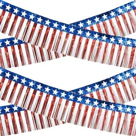 4th of July Decorations - 2 Pack Red White and Blue Streamer for 250th Anniversary America Merchandise | Fourth of July Accessories Party Favors for Outdoor Outside Home - Memorial Day Patriotic Flag Banner Decor,10 FT