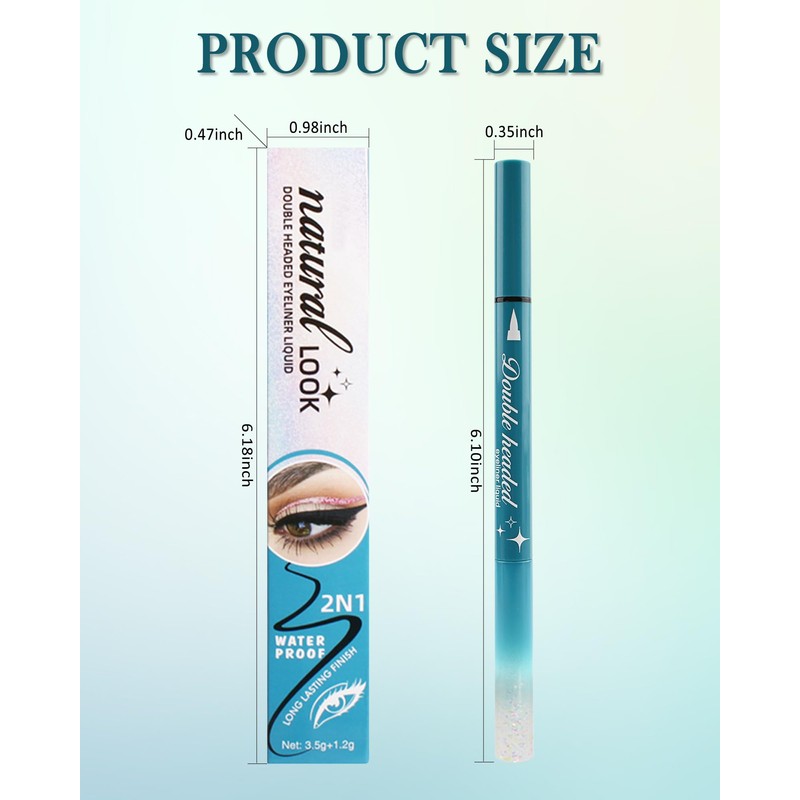 Double Ended Eyeliner Pen Quick Dry Waterproof Long Lasting Shimmer