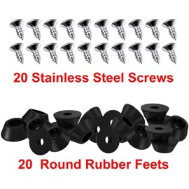 Quesuc 20 Pcs 0.28 x 0.59 HD Stainless Steel Soft Non Slip Non Slip Non Slip Rubber Feet Feet Feet with Screws Non Slip Thin Handles for Furniture, Electronic Appliances and Appliances