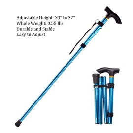 Collapsible Walking Cane for Women & Senior Men, Folding Lightweight Walking Sticks for Seniors Balance, Adjustable Canes, Stick and Crutches for Adults, bastones para caminar Mujer & Hombre (Blue)