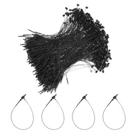 MECCANIXITY 5000pcs Plastic Tag Ties Fastener 5 Inch Security Loop Tie Round Hang Tags Snap Lock for Clothing Price Tag Shoes Snap Lock Luggage Label, Black