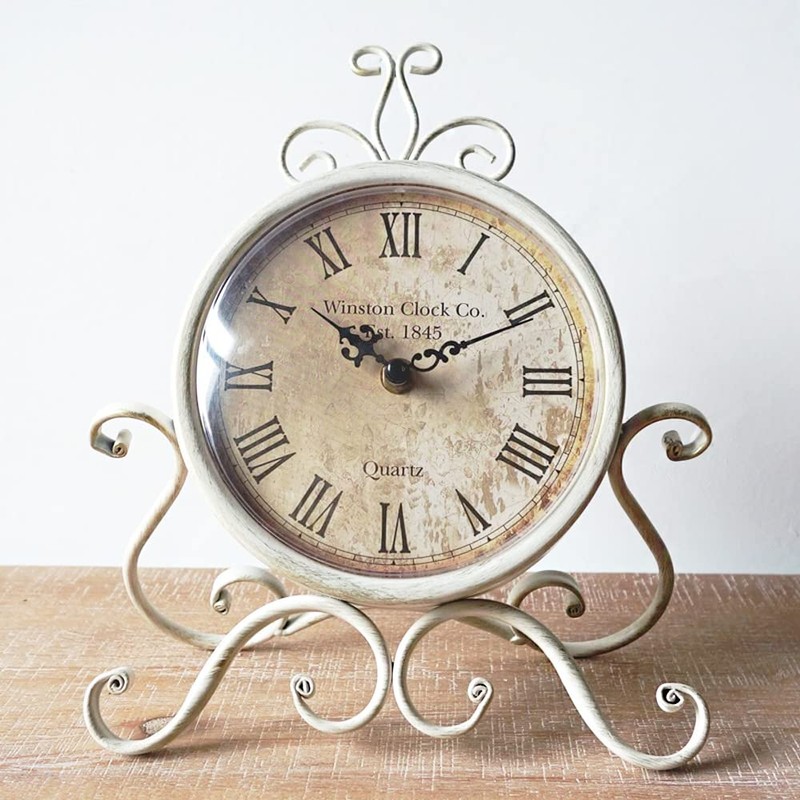 HZDHCLH Retro Silent Roman Table Clock for Living Room Bedroom