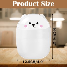 Wisebom Mini Table Bin with Lid, Portable Cute Cartoon Style Waste Bin, Table Trash Can with Stickers, Cute Mini Desktop Bin for Office, Dressing Table, Bedroom
