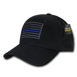Rapid Dominance Law Enforcement Police Thin Blue Line USA American Flag Black Adjustable Cap Hat