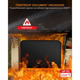 Hontom Accordion File Organizer,13 Pockets Fireproof Expanding File Folder with Multi Pockets,Portable Business Fire Safe Storage Document Organizer Folder with Zipper for Documents and File